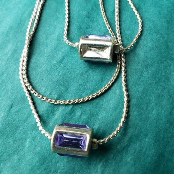 2/10$ Coldwater Creek missing one stone silver tone and purple necklace - Picture 4 of 7